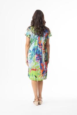Leaves Blue Easy Fit Print Dress
