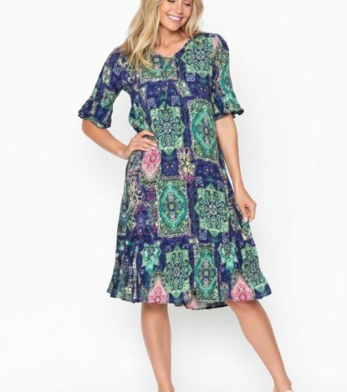 Jessica Persian 3 Print Sleeved Dress