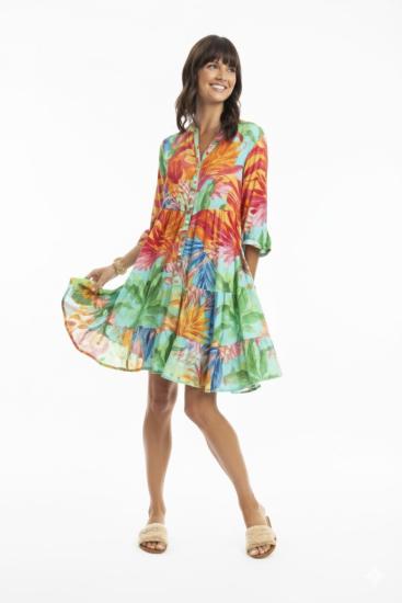 Alisa Frill Sleeve Print Layers Dress