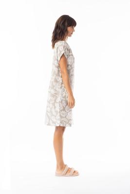 Sand Print Cap Sleeve Shift Dress