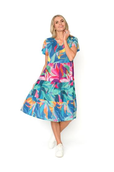 Thalia Bright Leaves Tiered Dress