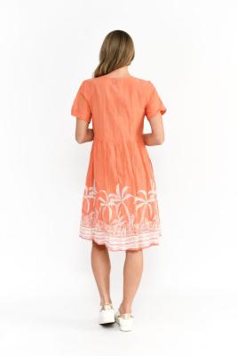 Mono Border Coral Dress