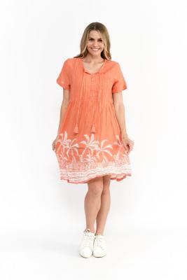 Mono Border Coral Dress