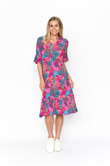 Floral Collage 4 Jessica Sleeve Dress