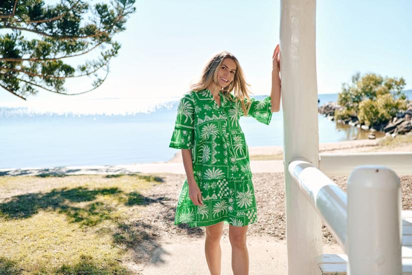 Mono Patch Green Maya Dress