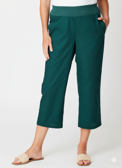 Forest Green Wide Leg Crop Pants