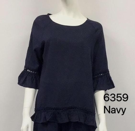 Navy Linen Top