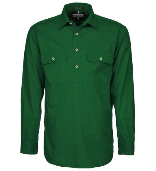 Pilbara Green Men's Close Front L/S Shirt