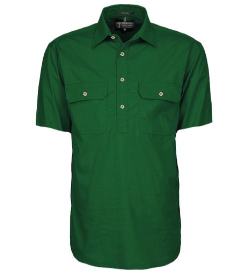 Pilbara Men's Green Closed Front S/S Shirt