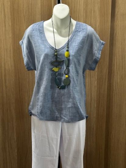 Blue Stella V Neck Top