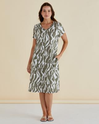 Elwood Olive Geometric Print Dress