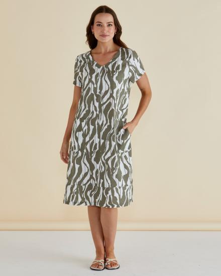 Elwood Olive Geometric Print Dress