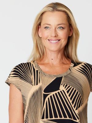 Black and Camel Swing Jersey Top