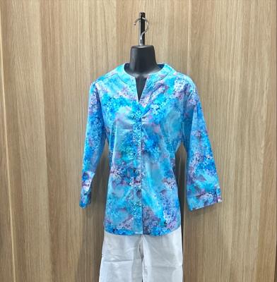 Blue Floral Print S/S Shirt