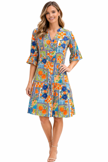 Maya Orange Sun 2 Layer Dress
