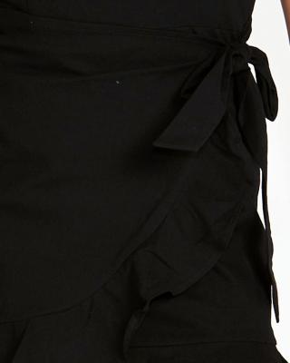 Black Regina Wrap Mini Dress