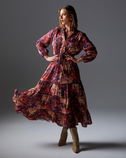 Berry Kiss Floral Midi Dress