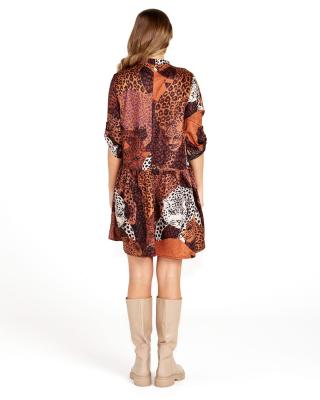Sindi Leopard Mix Print Shirt Dress