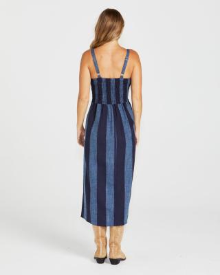 Cailee Navy Stripe Midi Dress