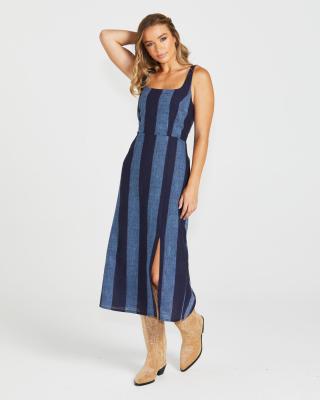 Cailee Navy Stripe Midi Dress
