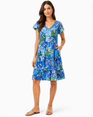 Thaila Dot Cross Tiered Dress