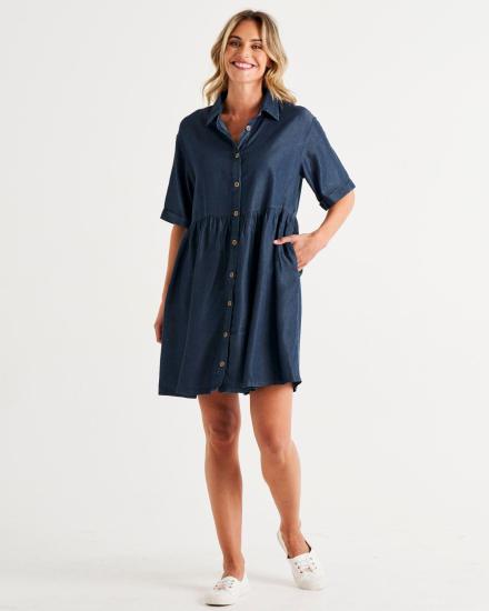 Miley Blue Hazel Lyocell Shirt Dress