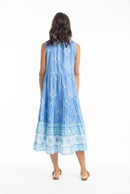 Heidi Sleeveless Blue Boho Dress