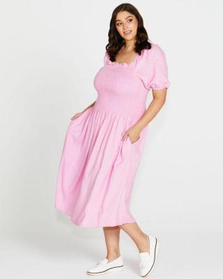 Ingrid Prism Pink Shoulder Dress