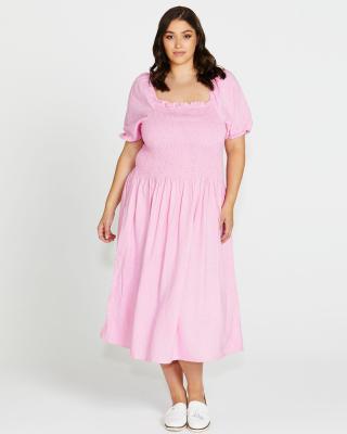 Ingrid Prism Pink Shoulder Dress