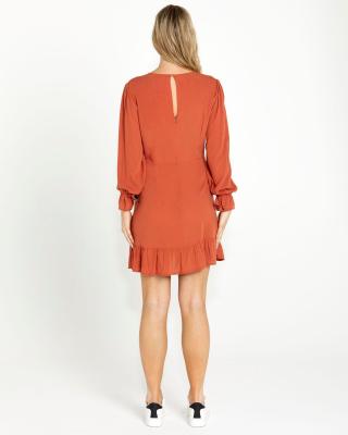 Vivienne Chestnut Frill Hem Mini Dress