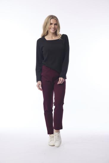 Wine Ponte Straight Leg Pant
