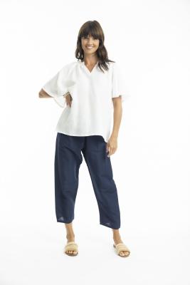 Navy Linen Pant