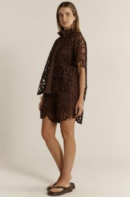 Elara Chocolate Broderie Shorts