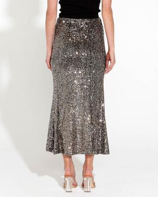 supernova Black Metallic Sequin Skirt