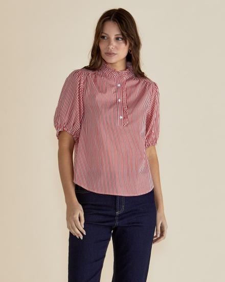 Avery Red Stripe Blouse