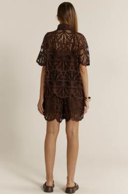 Elara Chocolate Broderie Blouse