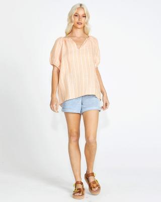Lydia Shell Top Peach Stripe
