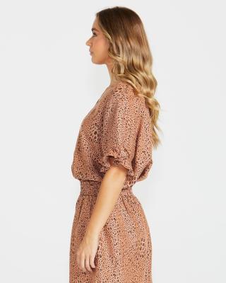 Davie Sandy Tan Animal Print Top