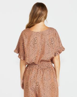 Davie Sandy Tan Animal Print Top