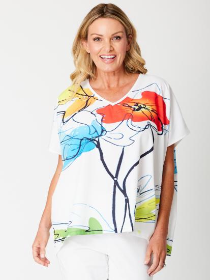 Red Floral Floaty Print Top