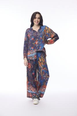 Digital Button Through Embroidery Top