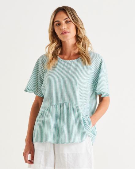 Cassandra Teal Stripe Top