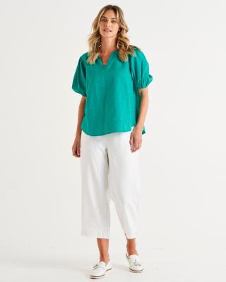 Alba Teal Billow Sleeve Top