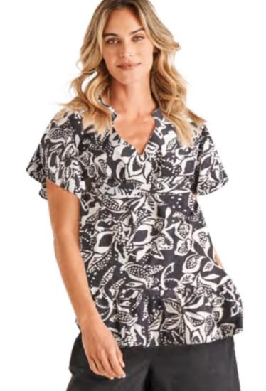 Floral Mono Victoria Blouse