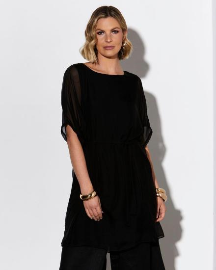 Fate + Becker Summer Fever Black Silk Top
