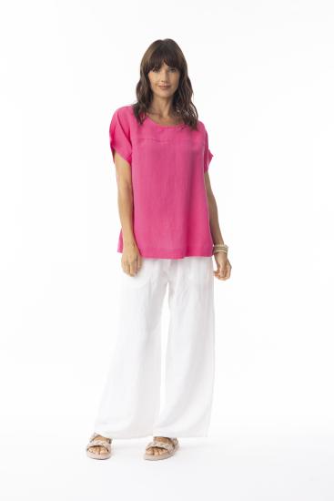 Linen Boxy Pink Top
