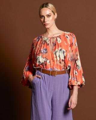 Fate + Becker Jolene Pleated Boho Sleeve Top