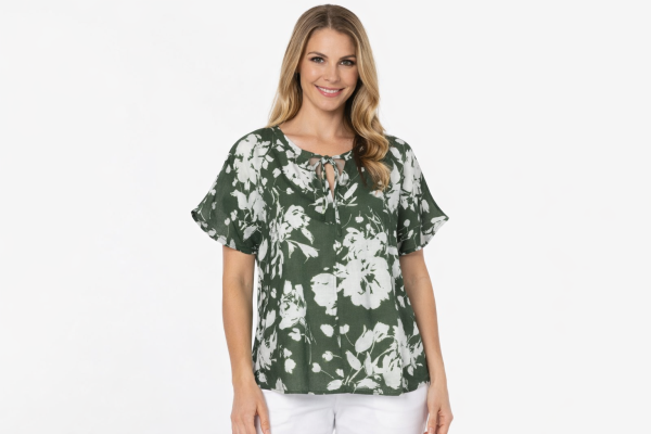 Sweet Basil Linen Printed Top