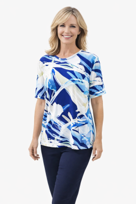 Blue Abstract Print Top