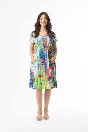 Leaves Blue Easy Fit Print Dress
